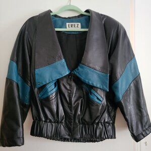 Erez Vintage Leather Moto Bomber Jacket